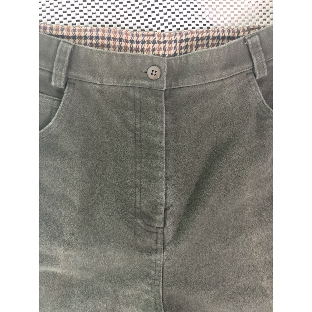 Orvis Womens Olive Green Cotton Moleskin Pants High Rise Plaid Lined Size 10 - Picture 3 of 12